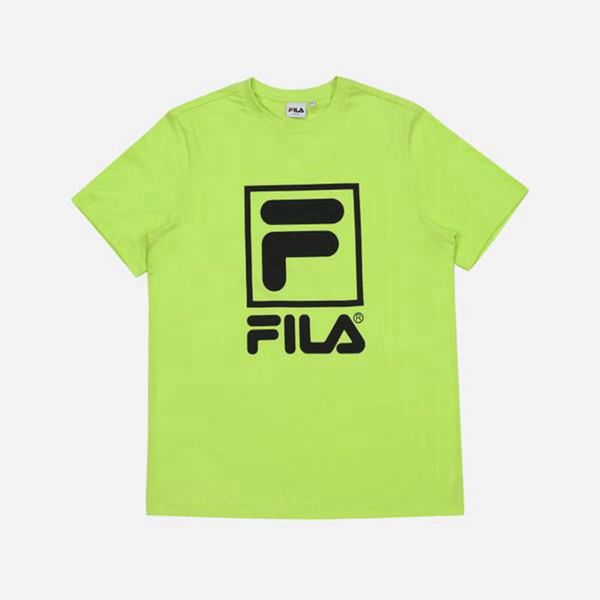 Camisetas Fila Homem Verdes - Fila Stacked Logo S/S Outlet Portugal,NJAP-95263